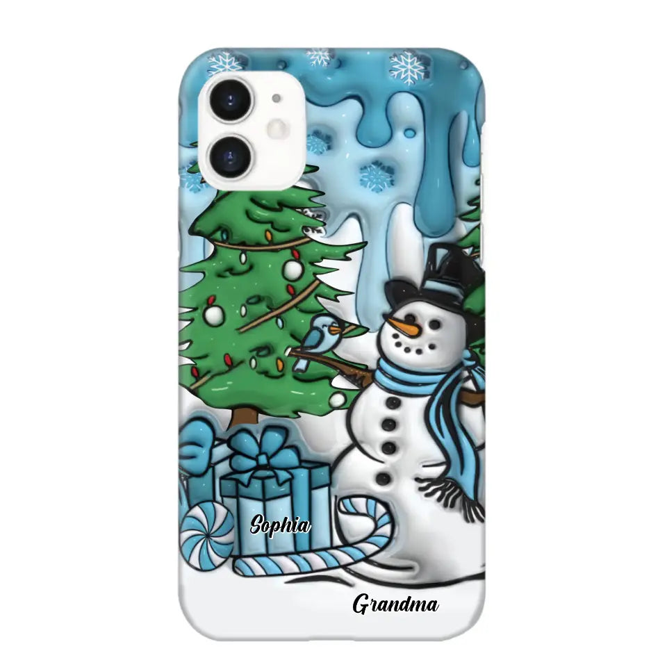 Personalized Grandma Snowman Custom Kid's Name Christmas Gift Phonecase Printed HN231402