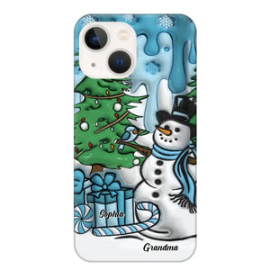 Personalized Grandma Snowman Custom Kid's Name Christmas Gift Phonecase Printed HN231402