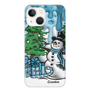 Personalized Grandma Snowman Custom Kid's Name Christmas Gift Phonecase Printed HN231402