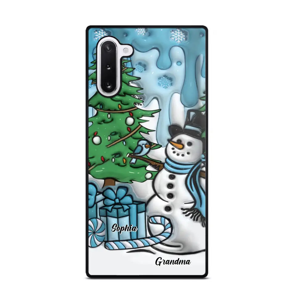 Personalized Grandma Snowman Custom Kid's Name Christmas Gift Phonecase Printed HN231402