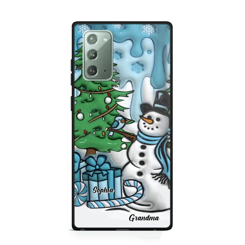 Personalized Grandma Snowman Custom Kid's Name Christmas Gift Phonecase Printed HN231402