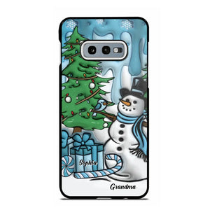 Personalized Grandma Snowman Custom Kid's Name Christmas Gift Phonecase Printed HN231402