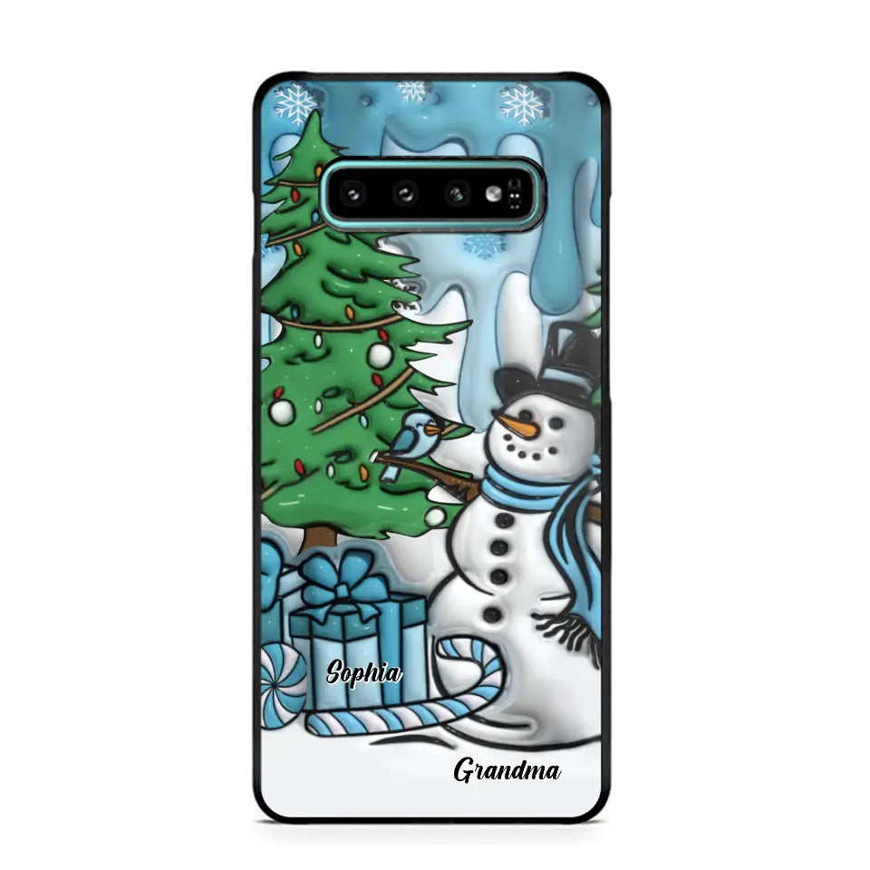 Personalized Grandma Snowman Custom Kid's Name Christmas Gift Phonecase Printed HN231402