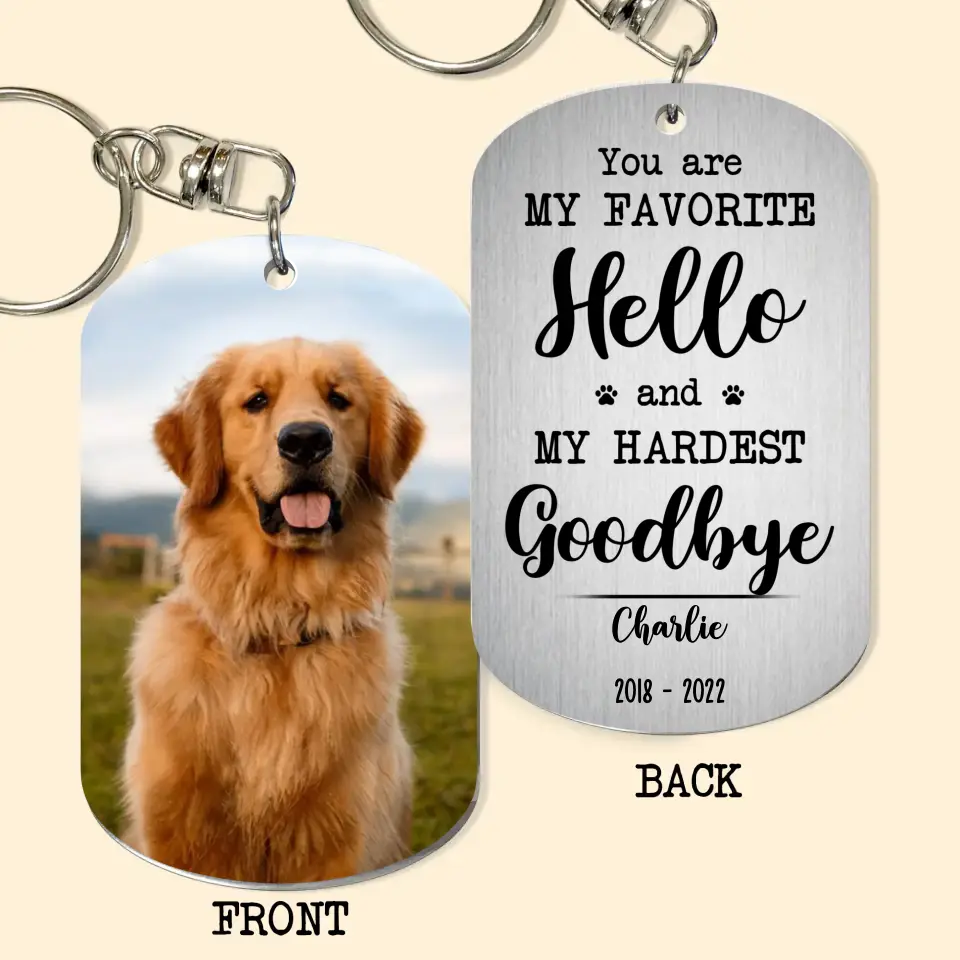 Personalized Upload Your Dog Photo You Are My Favorite Hello And My Hardest Goodbye Keychain Printed PNDT2903