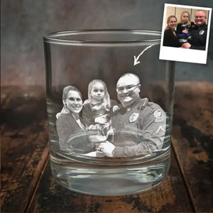 Personalized Upload Photo US Law Enforcement Family Whiskey Glass Printed QTLVA1595