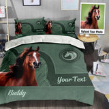 Personalized Upload Your Horse Photo Horse Lovers Gift Bedding Set Printed HN231621