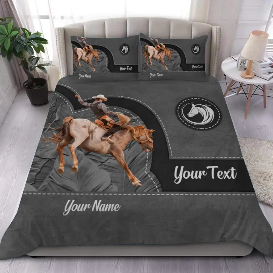 Personalized Upload Your Horse Riding Photo Horse Lovers Gift Bedding Set Printed HN231625