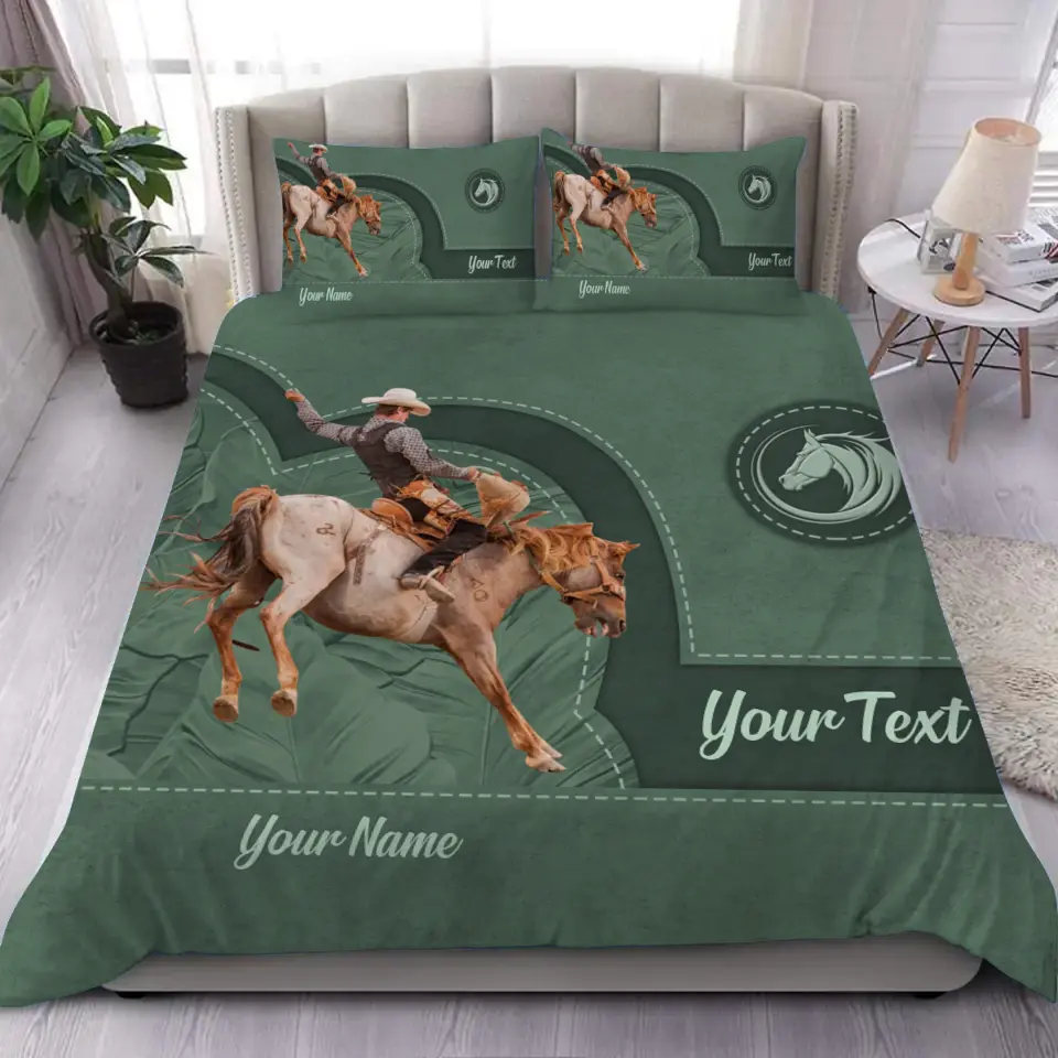 Personalized Upload Your Horse Riding Photo Horse Lovers Gift Bedding Set Printed HN231625