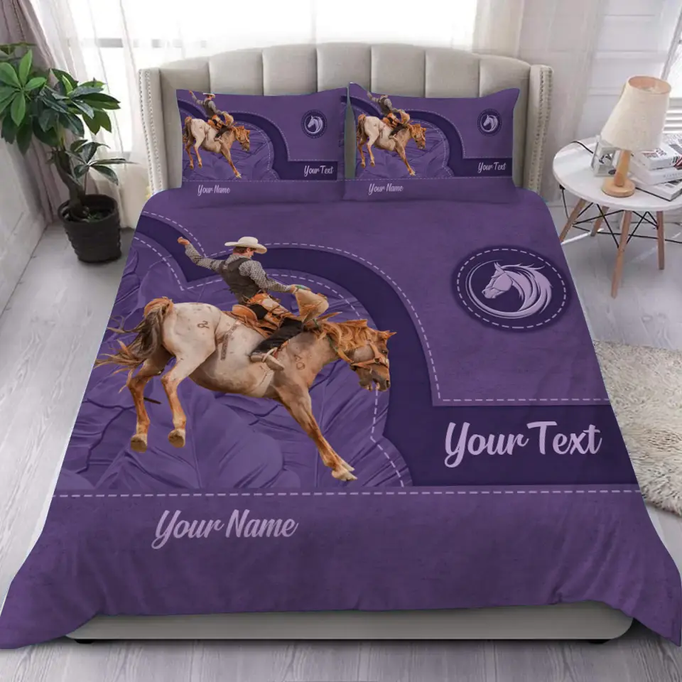 Personalized Upload Your Horse Riding Photo Horse Lovers Gift Bedding Set Printed HN231625