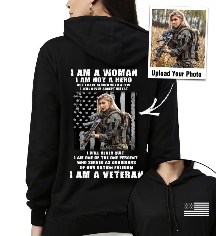 Personalized Upload Photo US Female Veteran Hoodie 2D Printed QTHN1643