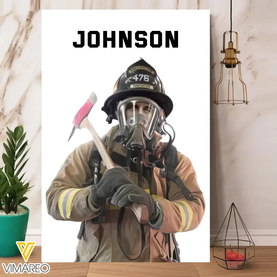 Personalized Upload Your Firefighter Photo Custom Name Poster Printed KVH231649