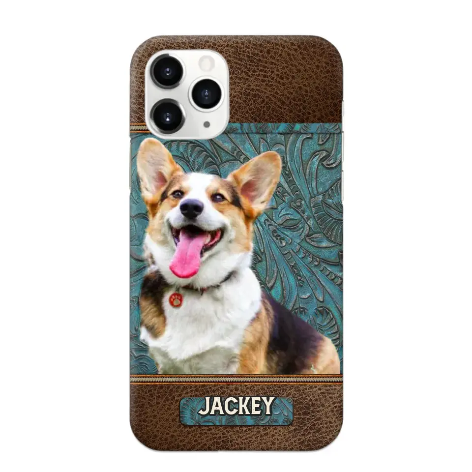 Personalized Upload Your Dog Photo Leather Phonecase Printed 23MAR-HQ16