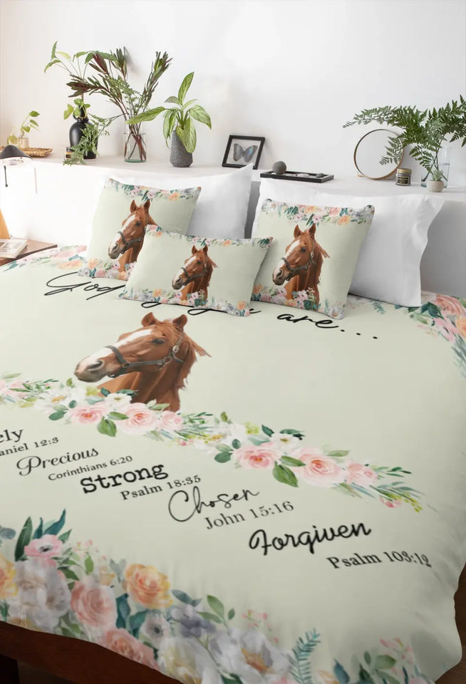 Personalized Upload Your Horse Photo God Says You Are Horse Lovers Gift Bedding Set Printed HN231695