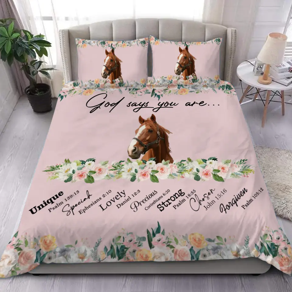 Personalized Upload Your Horse Photo God Says You Are Horse Lovers Gift Bedding Set Printed HN231695