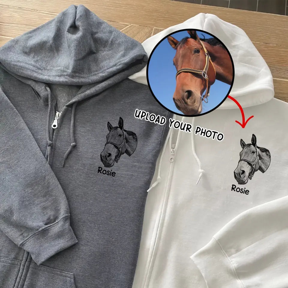 Personalized Upload Your Horse Photo Horse Lovers 
Gift Zip Hoodie 2D Printed KVH231746