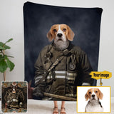 Personalized Upload Your Dog Photo Firefighter's Uniform Dog Lovers Gift Sherpa or Fleece Blanket Printed LVA2414