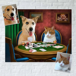 Personalized Upload Your Dog Photo Dogs Playing Poker Sherpa or Fleece Blanket Printed LVA2435