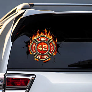 Personalized Firefighter Badge Fire Decal Printed QTVQ2441