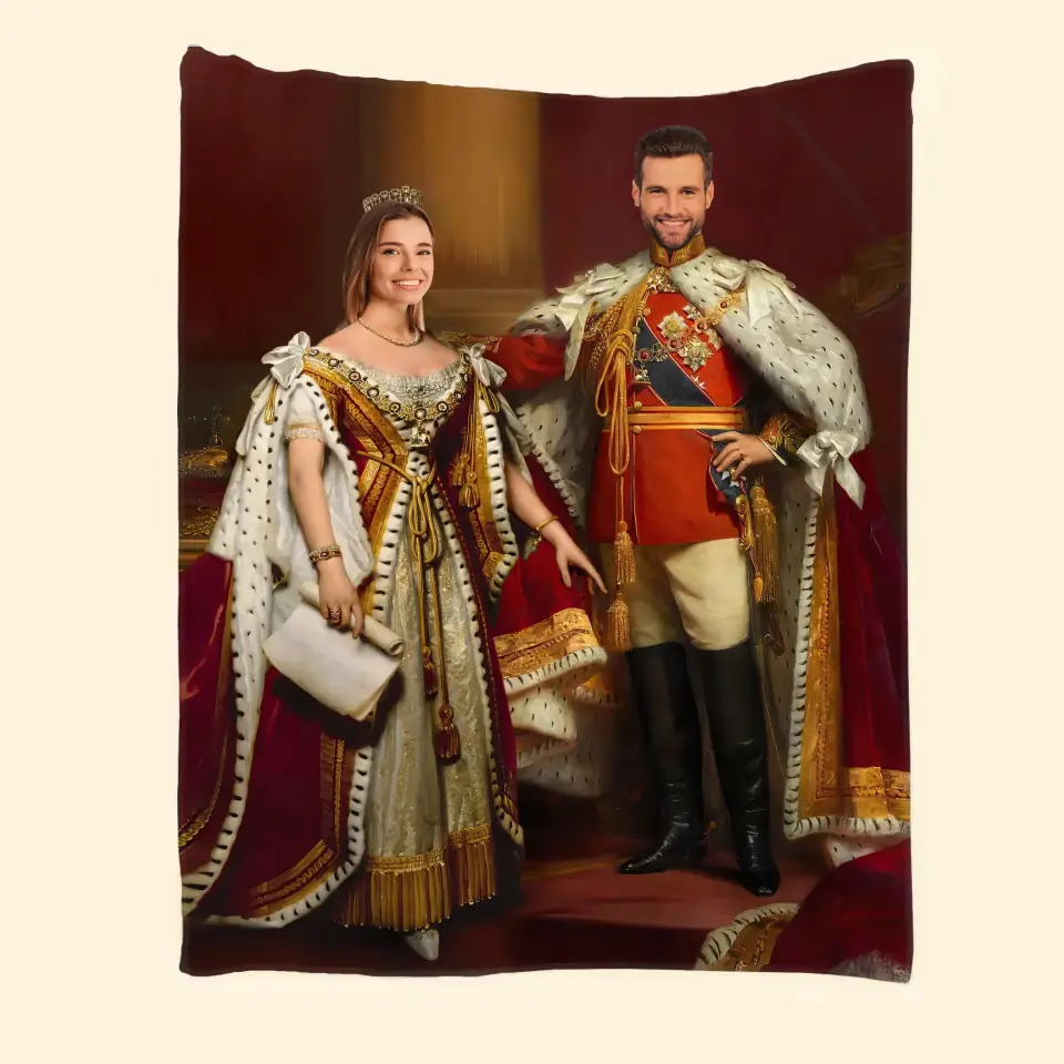 Personalized  Upload Your Photo Royal Couple Best Gift for Couple Sherpa or Fleece Blanket Printed LVA2444