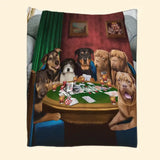 Personalized Upload Your Dog Photo Dogs Playing Poker Sherpa or Fleece Blanket Printed LVA2435