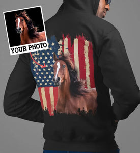 Personalized Upload Your Horse Photo Flag Hoodie 2D Printed HN2499