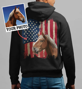 Personalized Upload Your Horse Photo Flag Hoodie 2D Printed HN2499