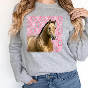 Personalized Upload Your Horse Photo Xoxo Horse Lovers Gift Sweatshirt or Hoodie 2D Printed LVA24166