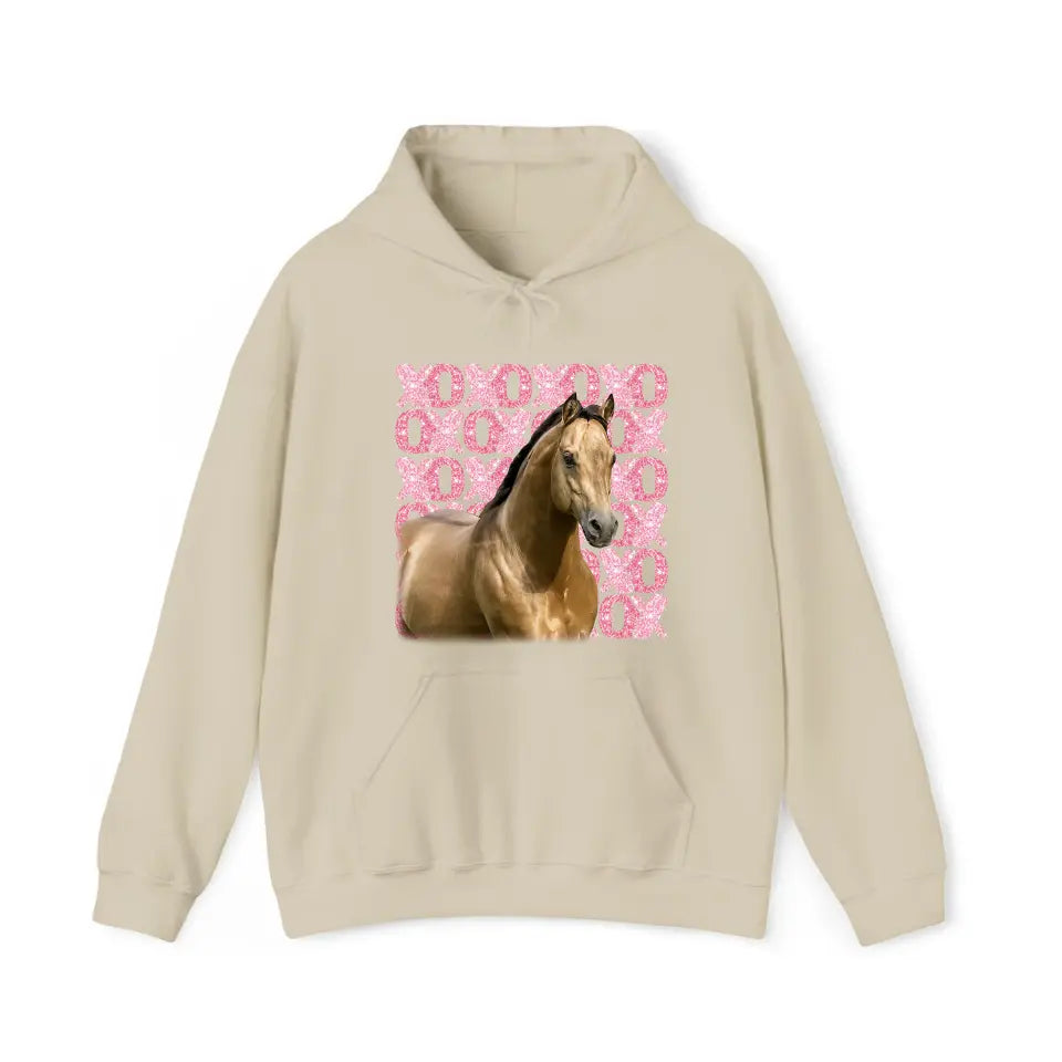 Personalized Upload Your Horse Photo Xoxo Horse Lovers Gift Sweatshirt or Hoodie 2D Printed LVA24166