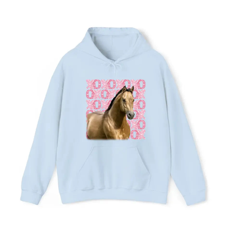 Personalized Upload Your Horse Photo Xoxo Horse Lovers Gift Sweatshirt or Hoodie 2D Printed LVA24166