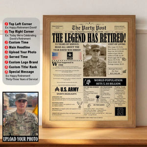 Personalized Upload Your Photo US Veteran Retirement Gift Poster Printed QTVA24163