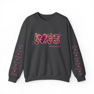 Personalized Love Nanalife & Kid Names Valentine's Day Gift Sweatshirt or Hoodie Printed QTVQ24173