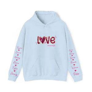 Personalized Love Nanalife & Kid Names Valentine's Day Gift Sweatshirt or Hoodie Printed QTVQ24173