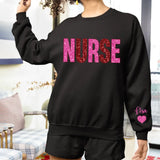 Personalized Nurse Heart Kid Names Gift For Nurse Medical Gift Valentine's Day Gift Sweatshirt or Hoodie 2D Printed QTHN24176