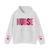 Personalized Nurse Heart Kid Names Gift For Nurse Medical Gift Valentine's Day Gift Sweatshirt or Hoodie 2D Printed QTHN24176