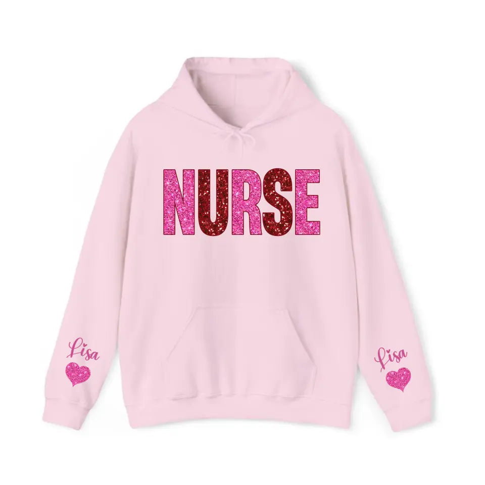 Personalized Nurse Heart Kid Names Gift For Nurse Medical Gift Valentine's Day Gift Sweatshirt or Hoodie 2D Printed QTHN24176