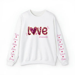 Personalized Love Nanalife & Kid Names Valentine's Day Gift Sweatshirt or Hoodie Printed QTVQ24173