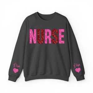 Personalized Nurse Heart Kid Names Gift For Nurse Medical Gift Valentine's Day Gift Sweatshirt or Hoodie 2D Printed QTHN24176