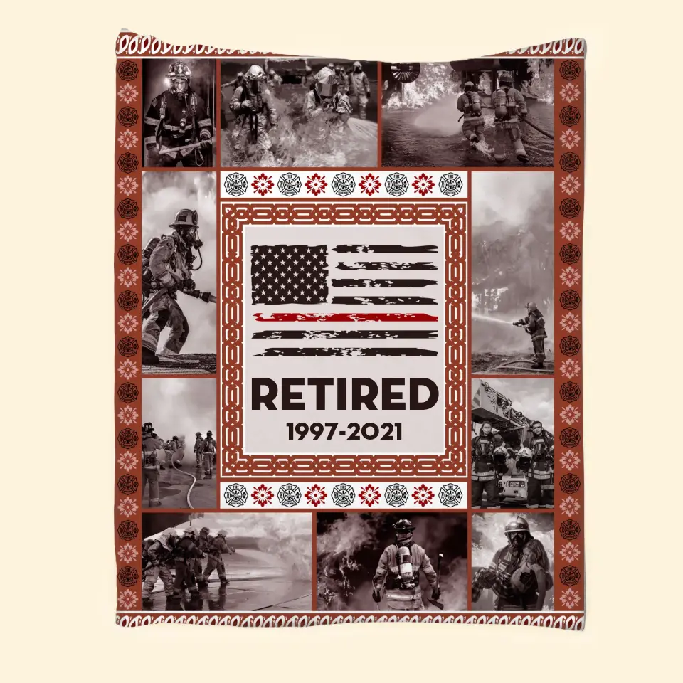 Personalized Upload Your Photo Retired Firefighter Gift Sherpa or Fleece Blanket Printed QTHN24223