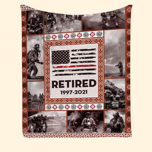 Personalized Upload Your Photo Retired Firefighter Gift Sherpa or Fleece Blanket Printed QTHN24223