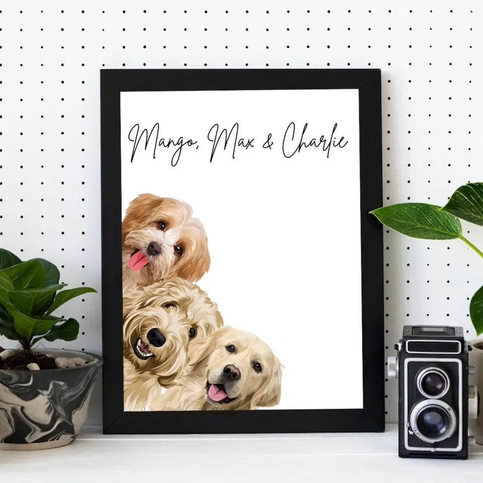 Personalized Upload Your Dog Photo Cartoon Image Dog Lovers Gift Poster Printed VQ24228