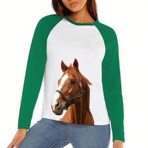 Personalized Upload Your Horse Photo Horse Lovers Gift Reglan T-shirt Long Sleeves 3D Printed HN24244