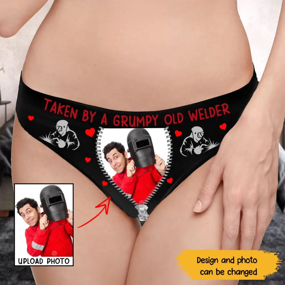 Personalized Valentine Gifts For Welder's Wife Or Girl Friends Upload Your Funny Photo Taken By A Grumpy Old Welder Low Waist Underwear HN24261