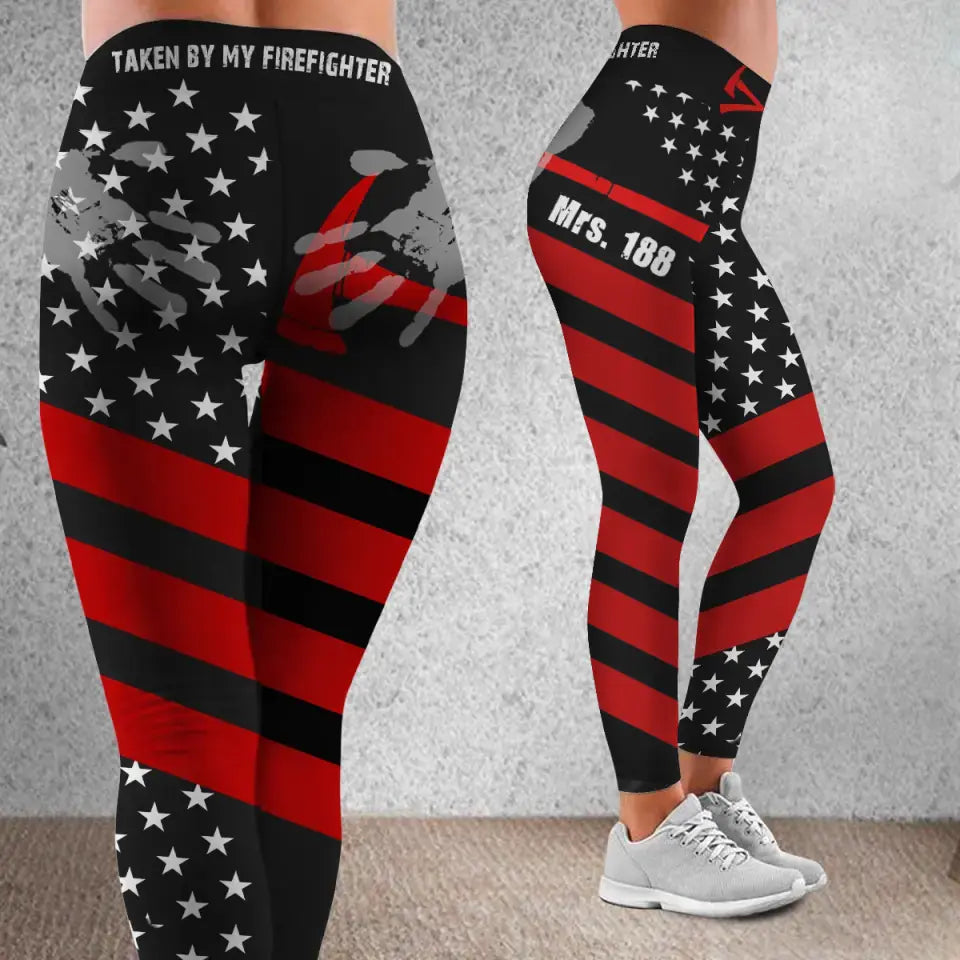 Personalized Taken By My Firefighter Legging Printed QTVQ24246