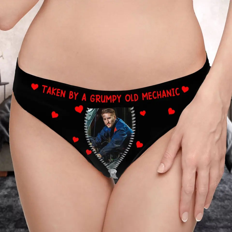 Personalized Upload Your Photo Mechanic Image Taken By A Grumpy Old Mechanic Low Waist Underwear Valentine's Day Gift Printed VQ24280