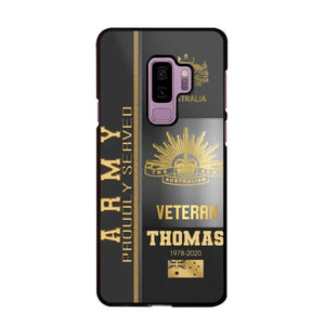 Personalized Army Proudly Served Australian Veteran Gold Rank Camo Phonecase Printed AHVQ24295