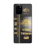 Personalized Army Proudly Served Australian Veteran Gold Rank Camo Phonecase Printed AHVQ24295