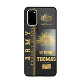 Personalized Army Proudly Served Australian Veteran Gold Rank Camo Phonecase Printed AHVQ24295