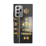 Personalized Army Proudly Served Canadian Veteran Gold Rank Camo Phonecase Printed AHVQ24295