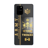 Personalized Army Proudly Served Canadian Veteran Gold Rank Camo Phonecase Printed AHVQ24295