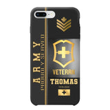 Personalized Army Proudly Served Swiss Veteran Gold Rank Camo Phonecase Printed AHVQ24295